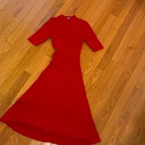 Midi red a-line dress